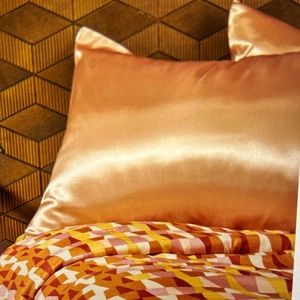 BRAND NEW GOLD SATIN PILLOW COVERS (TWO)